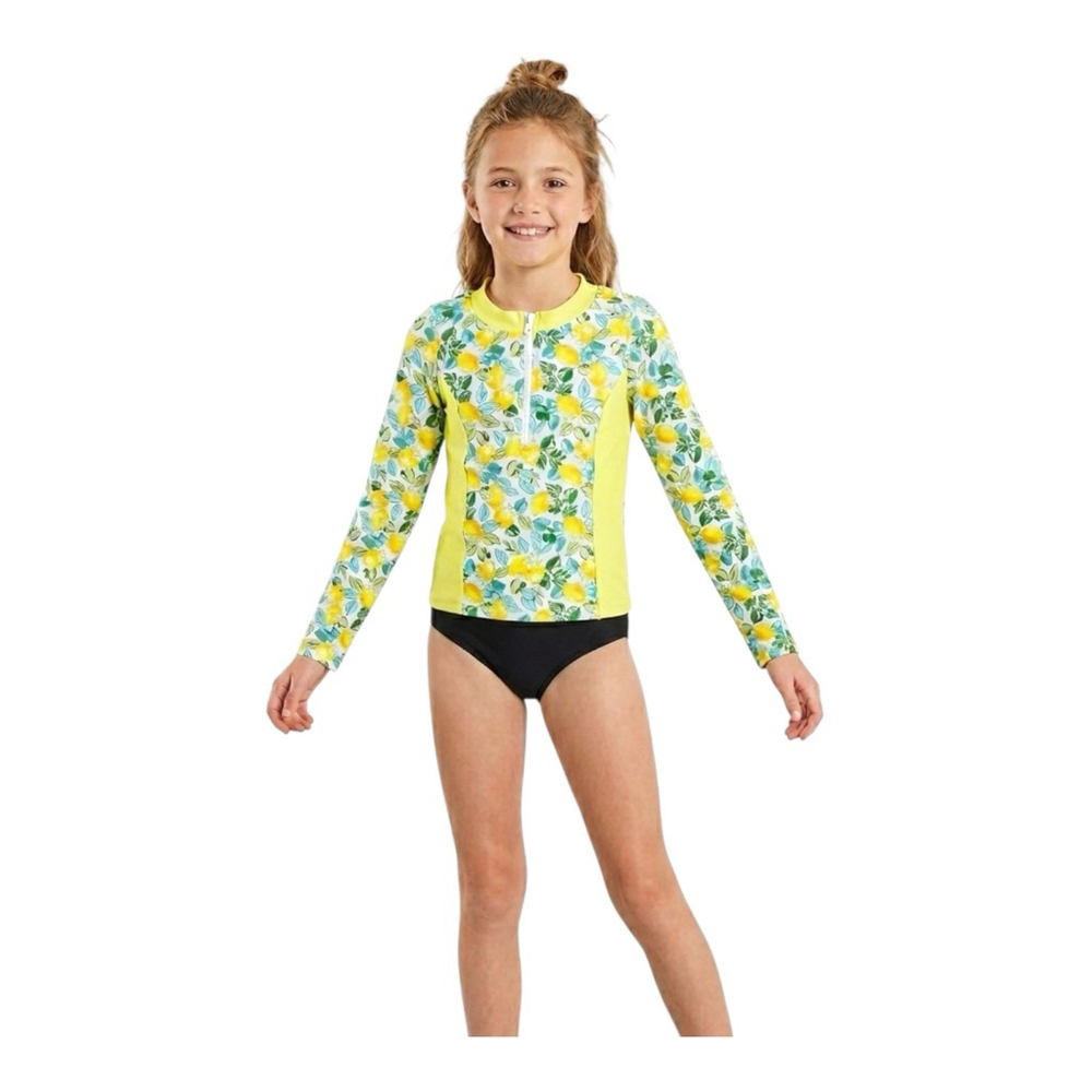 Nicole Miller New York Lemon Print Rash Guard Top Youth 10